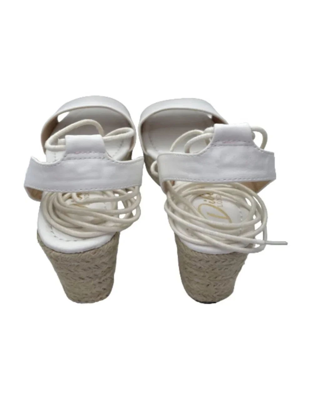 White Ankle Strap Platform Sandals Size: 9